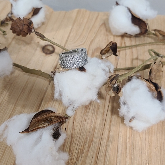 🤍🩶NEW🤍🩶GORGEOUS!! Tiny CZ'S Silver Plated Band Ring - Picture 10 of 14